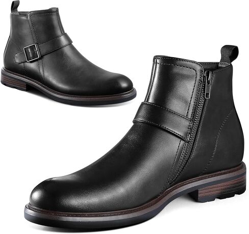 Men's Motorcycle Boots Zip Ankle Dress Boot Faux Leather Cowboy Boots for Men M01 in Saudi Arabia