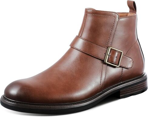 Men's Motorcycle Boots Zip Ankle Dress Boot Faux Leather Cowboy Boots for Men M01 in Saudi Arabia
