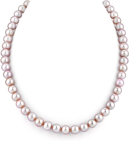 The Pearl Source 14K Gold 7-8mm AAAA Quality Pink Freshwater Cultured Pearl Necklace for Women in 16" Choker Length in Saudi Arabia