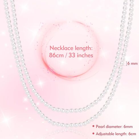 Long Pearl Necklace for Women, 80cm (31.5") Long Strand of Pearls Necklace Faux with Gift Box 6mm Long Pearls, 1920s Style Long Pearls Necklaces for Women, Bridesmaid Gift in Saudi Arabia