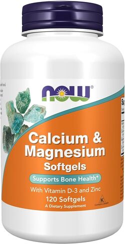 NOW Foods Supplements, Calcium & Magnesium with Vitamin D-3 and Zinc, Supports Bone Health*, 120 Softgels in Saudi Arabia