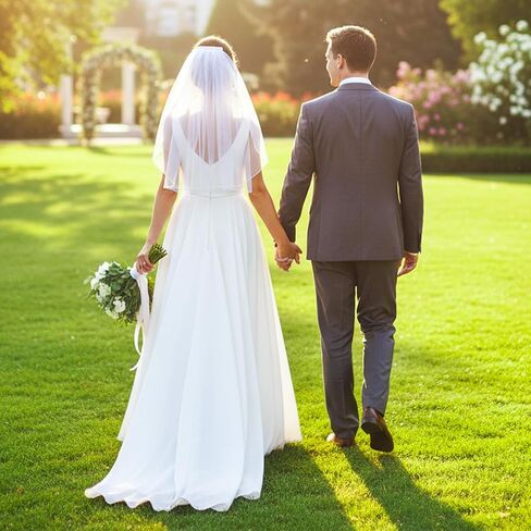 حجاب زفاف قصير، حجاب زفاف أبيض مع مشط، حجاب قصير للسيدات لحفلات الزفاف، حجاب فتاة الزهرة لحجاب حفلات العازبة وحفلات الزفاف والخطوبة الأولى in Kuwait
