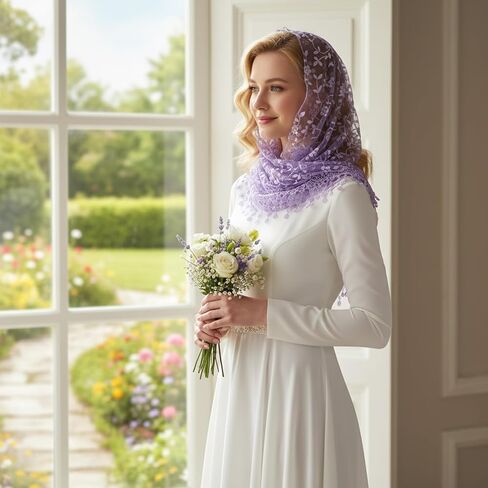 مجموعة حجاب كاثوليكي مكونة من 10 قطع - أوشحة كنيسة مانتيلا مثلثة من الدانتيل مع حواف مهدبة، حجاب كاثوليكي للنساء للعبادة في الكنيسة الجماعية، والمعمودية، وإكسسوارات الزفاف (10 ألوان متنوعة) in Kuwait
