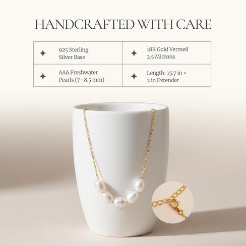 Fayra & Co Pearl Necklace – AAA Freshwater Pearls, 18K Gold Vermeil, Handcrafted Baroque Design, 925 Sterling Silver, Elegant Jewelry for Women in Saudi Arabia