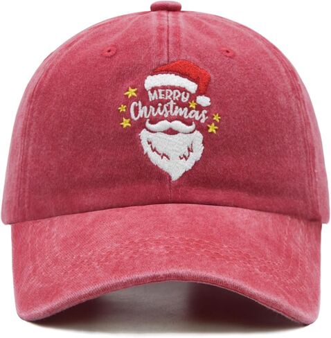 Christmas Hats for Adults with Gift Box, Adjustable Santa Baseball Cap, Embroidered Xmas Baseball Hat in Kuwait