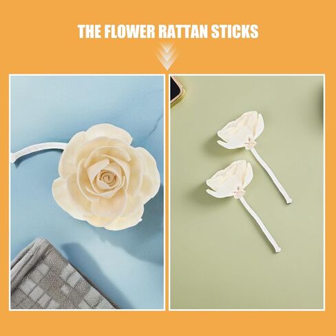 TEHAUX 4pcs Essential Oil Diffuser Sticks with Cotton Rope Wick, Scented Artificial Flower Aromatherapy Diffuser Set for Home and Office Relaxation in Saudi Arabia