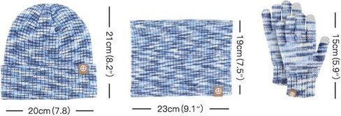 Beanie Hat Scarf Gloves Set for Kids Boys Girls Knitted Gloves Neck Warmer Pompom Cap 3-9 Years in Saudi Arabia