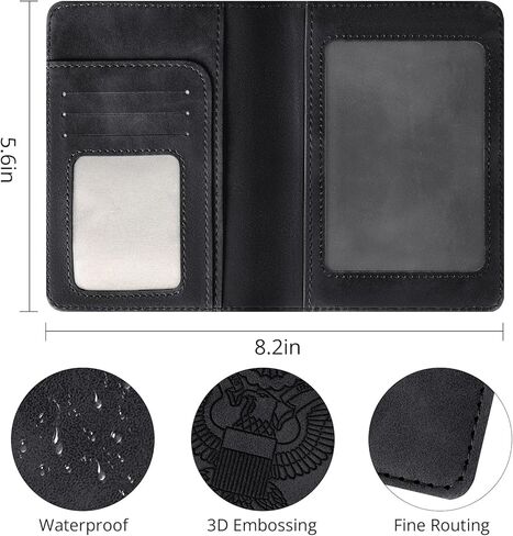 Passport Holder for Travel Essentials,RFID Blocking Passport Cover Wallet Card Case for Women and Men (Black) in Saudi Arabia