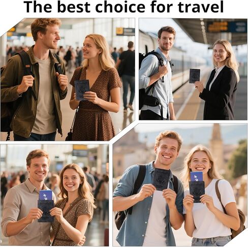Passport Holder for Travel Essentials,RFID Blocking Passport Cover Wallet Card Case for Women and Men (Black) in Saudi Arabia