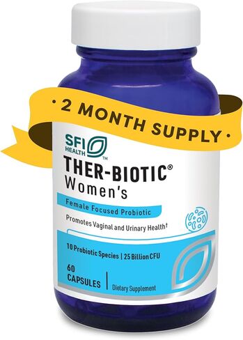 SFI Health Klaire Labs Ther-Biotic Women's - Vaginal Probiotics for Women - Support Healthy Acidic Vaginal pH Balance & Comfort - 25b CFU Lactobacillus & Bifidobacterium, Hypoallergenic (60 Capsules) in Saudi Arabia