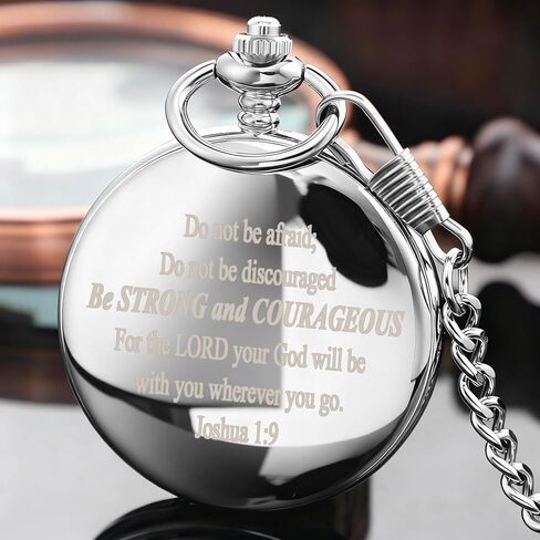 Bible Verse Pocket Watch Vintage Mechanical Pocket Watches Cross American Flag Pattern with Chain Christmas Graduation Birthday Gifts Father's Day in Saudi Arabia