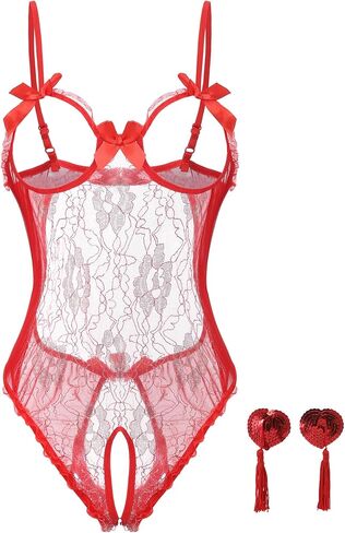 Fem&Fata One Piece Lingerie for Women Sexy Bodysuit Lace Teddy Babydoll Nightwear S-XXL in Kuwait