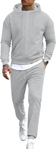 LecGee Men's Fleece Tracksuits 2 Piece Outfits Long Sleeve Full Zip Hoodie and Sweatpants Jogging Suits Sets for Men in Saudi Arabia