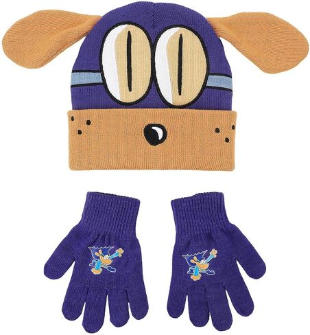 Dog Man Bark Knight Youth Cuff Hat and Knit Gloves Cold Weather Set in Saudi Arabia