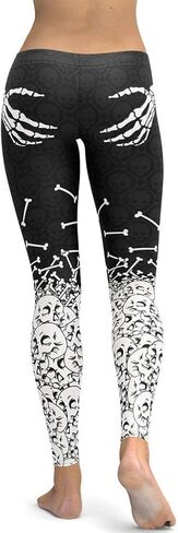 FIERCEPULSE Halloween Hand Print Leggings for Women – Bloody Horror Yoga Pants – Mid Waisted, Squat Proof Workout Tights in Saudi Arabia