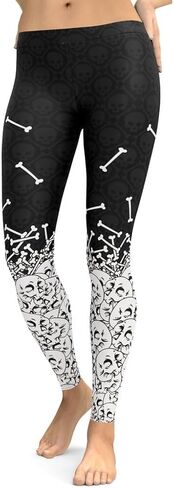 FIERCEPULSE Halloween Hand Print Leggings for Women – Bloody Horror Yoga Pants – Mid Waisted, Squat Proof Workout Tights in Saudi Arabia