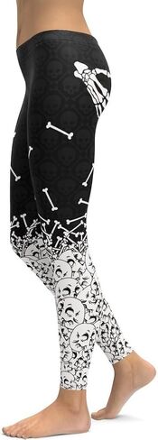 FIERCEPULSE Halloween Hand Print Leggings for Women – Bloody Horror Yoga Pants – Mid Waisted, Squat Proof Workout Tights in Saudi Arabia