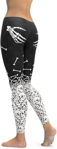 FIERCEPULSE Halloween Hand Print Leggings for Women – Bloody Horror Yoga Pants – Mid Waisted, Squat Proof Workout Tights in Saudi Arabia