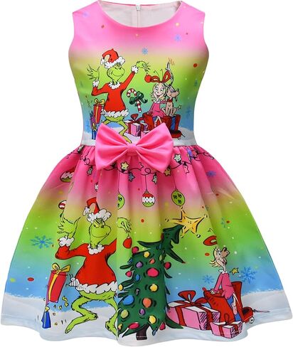 Cute Christmas Outfit for Little Girls - Sleeveless Princess Holiday Party Dress 3-10 Years in Saudi Arabia