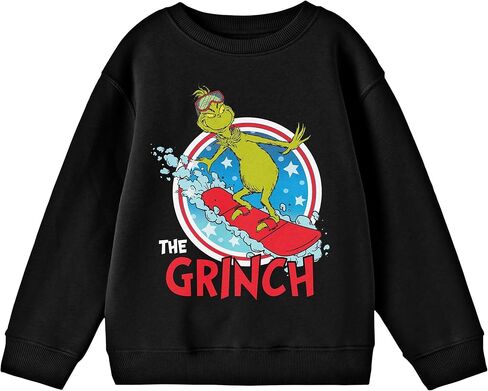 تي شيرت Bioworld The Grinch Snowboarding Youth ذو رقبة دائرية وأكمام طويلة مقاس كبير in Saudi Arabia