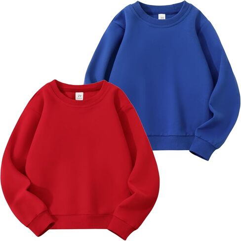 2 Pack Kids Cotton Sweatshirt Basic Thin Long Sleeve Crewneck Pullover for Toddler Boys and Girls Tops in Saudi Arabia