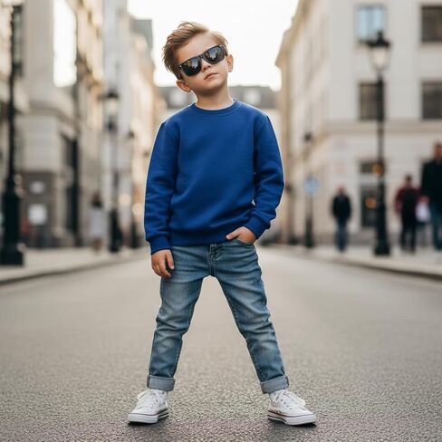 2 Pack Kids Cotton Sweatshirt Basic Thin Long Sleeve Crewneck Pullover for Toddler Boys and Girls Tops in Saudi Arabia