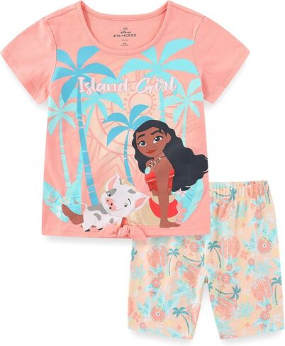 Disney Moana Girls Short Sleeve T-Shirt and French Terry Shorts Set for Toddler to Big Kids in Saudi Arabia