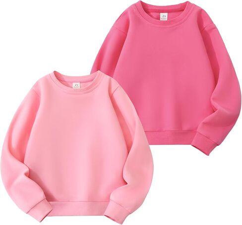 2 Pack Kids Cotton Sweatshirt Basic Thin Long Sleeve Crewneck Pullover for Toddler Boys and Girls Tops in Saudi Arabia