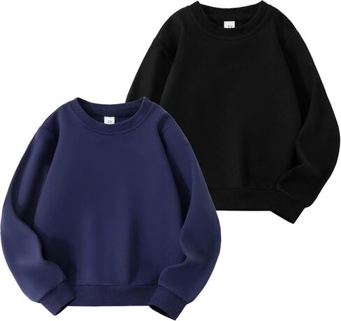 2 Pack Kids Cotton Sweatshirt Basic Thin Long Sleeve Crewneck Pullover for Toddler Boys and Girls Tops in Saudi Arabia