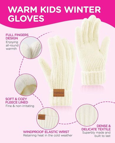 Kids Winter Hat Scarf Gloves Set - Girls Boys Fleece Lined Beanie Hat with Pom Knit Scarf Warm Mittens for Children in Saudi Arabia