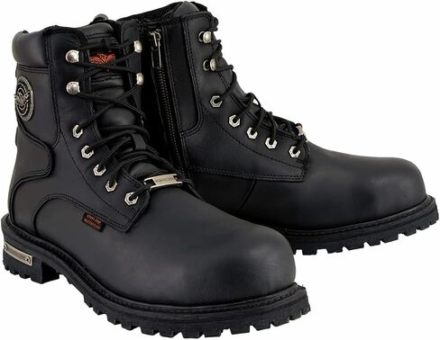 Milwaukee Leather MBM9097WPST Men's Black Wide-Width 6-inch Logger Steel Toe Water Proof Leather Boots - 9.5W in Saudi Arabia