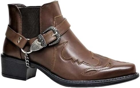 Men's Cowboy Boots - Western Style Ankle High | Pointy Toe Moto Boots for Motorcycle Riding & Dress Occasions in Saudi Arabia