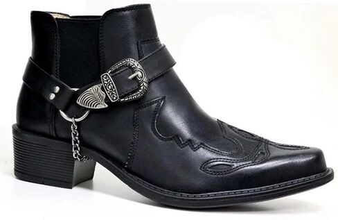 Men's Cowboy Boots - Western Style Ankle High | Pointy Toe Moto Boots for Motorcycle Riding & Dress Occasions in Saudi Arabia