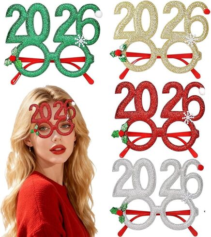 عيد الميلاد عقال للحفلات زي نظارات 2026 عدد النظارات بريق سعيد ليلة رأس السنة الجديدة نظارات نظارات حفلات الدعائم الملونة in Kuwait