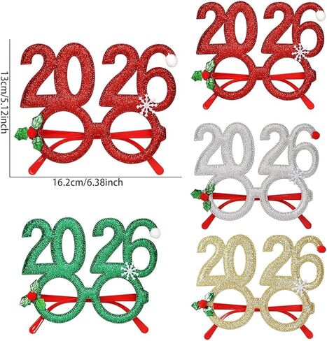 عيد الميلاد عقال للحفلات زي نظارات 2026 عدد النظارات بريق سعيد ليلة رأس السنة الجديدة نظارات نظارات حفلات الدعائم الملونة in Kuwait