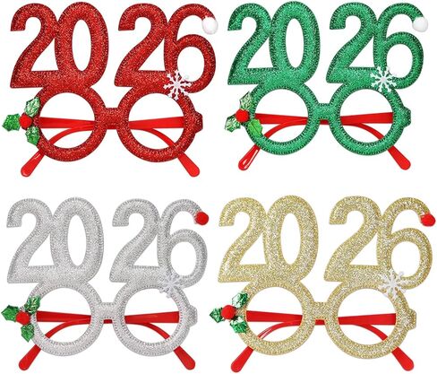عيد الميلاد عقال للحفلات زي نظارات 2026 عدد النظارات بريق سعيد ليلة رأس السنة الجديدة نظارات نظارات حفلات الدعائم الملونة in Kuwait