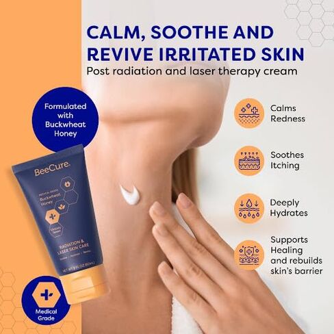 Radiation Relief & Laser Burn Cream, 2 Fl Oz, Post-Procedure Care with Buckwheat Honey, Helps Calm Skin after Aesthetic Procedures & Sunburn, Clinically Tested Safe for Sensitive Skin in Saudi Arabia