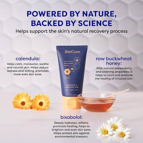Radiation Relief & Laser Burn Cream, 2 Fl Oz, Post-Procedure Care with Buckwheat Honey, Helps Calm Skin after Aesthetic Procedures & Sunburn, Clinically Tested Safe for Sensitive Skin in Saudi Arabia