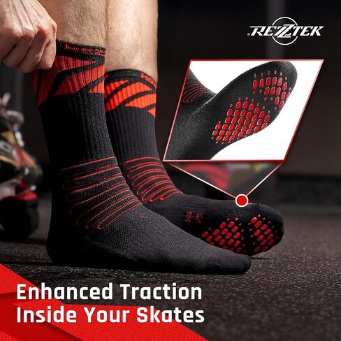 Hockey Skate Socks with Grip Sole & Anti-Lace Bite Protection – Comfortable, Durable Skate Socks for Adult and Youth Players – Made in Europe – Perfect Hockey Gifts & Accessories (Size S) in Saudi Arabia