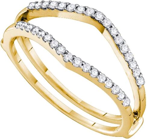 14kt Yellow Gold Womens Round Diamond Ring Guard Wrap Enhancer Wedding Band 1/4 Cttw (I1-I2 clarity; H-I color) in Saudi Arabia