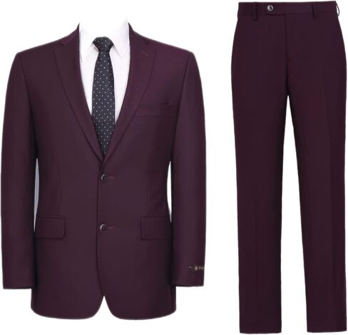 Men's Suit 2 Piece Classic Fit 2 Button Business Wedding Prom Party Formal Suit for Men with Jacket and Pants in Saudi Arabia