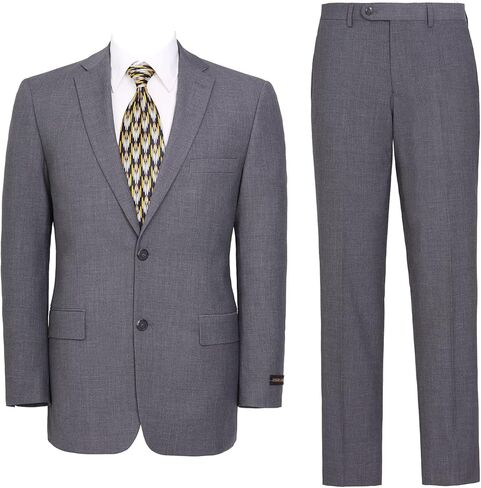 Men's Suit 2 Piece Classic Fit 2 Button Business Wedding Prom Party Formal Suit for Men with Jacket and Pants in Saudi Arabia