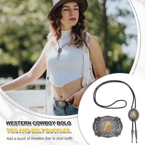 PATIKIL الغربية كاوبوي بولو التعادل وحزام مشبك مجموعة الذهبي جلد البقر حبل ربطة العنق للأزياء التقليدية خمر الملحقات in Kuwait