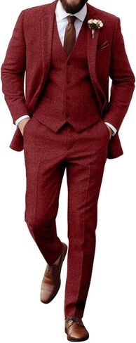 Retro Tweed Herringbone Suit for Men Slim Fit 3 Pieces Mens Suit Groom Dress Tuxedos Prom Suit Jacket Vest Pants in Saudi Arabia