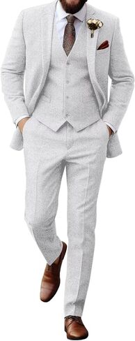 Retro Tweed Herringbone Suit for Men Slim Fit 3 Pieces Mens Suit Groom Dress Tuxedos Prom Suit Jacket Vest Pants in Saudi Arabia
