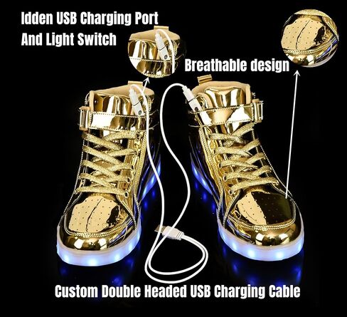 IGxx LED Light Up Shoes for Kids High Top Sneakers Lights Shoes for Boys Girls Unisex USB Charging Flashing Luminous in Saudi Arabia