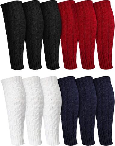 Geyoga 12 Pairs Leg Warmers for Women Warm Winter Long Sleeve Thermal Boot Topper Leg Warmers Cable Plus Size Leg Warmers in Saudi Arabia
