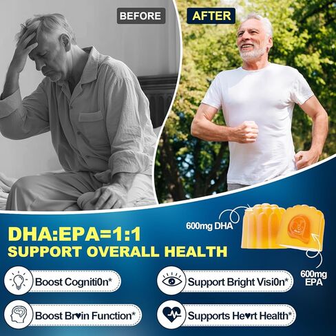 مكمل علكة أوميغا 3 للبالغين 40+: 1280 ملغ من حمض أوميغا 3 الدهني النباتي DHA EPA مع فيتامين D3 K2 الزنك والكركم لدعم الصحة العامة - بديل زيت السمك للنساء والرجال (120 قطعة) in Kuwait