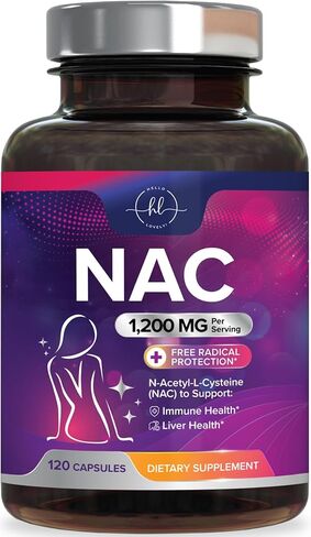 مكمل NAC 1200 ملغ - دعم المناعة الأمثل مع مضادات الأكسدة القوية - دعم صحة الجهاز التنفسي والكبد - معبأ في زجاجات في الولايات المتحدة الأمريكية، نباتي، خالي من الكائنات المعدلة وراثيًا وخالي من الغلوتين N-Acetyl-L-Cysteine ​​- 120 كبسولة in Kuwait