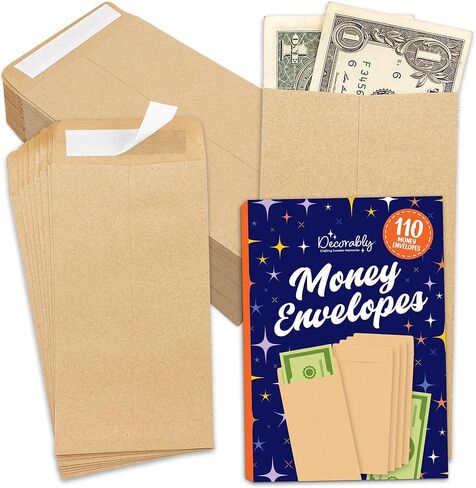 Decorably 110 Pack Colored Money Envelopes for Cash, 3.5x6.5in Small Cash Envelopes for Money, Coins, Gift, Trinkets in Saudi Arabia
